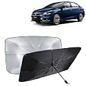 KINGSWAY® Car Sun Shade UV Protection Windshield Cover Compatible with Maruti Suzuki Ciaz, (Year 2018 Onwards), Universal Fit Umbrella Curtain for Front Window, Rear Window, Black, 1 Piece