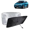 KINGSWAY® Car Sun Shade UV Protection Windshield Cover Compatible with BYD ATTO 3, (Year 2022 Onwards), Foldable Size Universal Fit Umbrella Curtain for Front Window, Rear Window, Black, 1 Piece