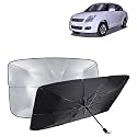 KINGSWAY® Car Sun Shade UV Protection Windshield Cover Compatible with Maruti Suzuki Swift Dzire, (Year 2008-2012), Universal Fit Umbrella Curtain for Front Window, Rear Window, Black, 1 Piece