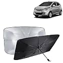 KINGSWAY® Car Sun Shade UV Protection Windshield Cover Compatible with Hyundai Eon, (Year 2011-2019), Foldable Size Universal Fit Umbrella Curtain for Front Window, Rear Window, Black, 1 Piece