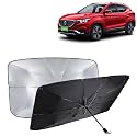 KINGSWAY® Car Sun Shade UV Protection Windshield Cover Compatible with Morris Garages (MG) ZS EV, (Year 2020 Onwards), Universal Fit Umbrella Curtain for Front Window, Rear Window, Black, 1 Piece