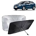 KINGSWAY® Car Sun Shade UV Protection Windshield Cover Compatible with Maruti Suzuki Baleno, (Year 2015-2018), Universal Fit Umbrella Curtain for Front Window, Rear Window, Black, 1 Piece