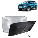 KINGSWAY® Car Sun Shade UV Protection Windshield Cover Compatible with Citroen C3, (Year 2022 Onwards), Foldable Size Universal Fit Umbrella Curtain for Front Window, Rear Window, Black, 1 Piece