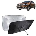 KINGSWAY® Car Sun Shade UV Protection Windshield Cover Compatible with Maruti Suzuki S Cross, (Year 2020-2022), Universal Fit Umbrella Curtain for Front Window, Rear Window, Black, 1 Piece