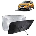 KINGSWAY® Car Sun Shade UV Protection Windshield Cover Compatible with Renault Triber, (Year 2019 Onwards), Foldable Size Universal Fit Umbrella Curtain for Front Window, Rear Window, Black, 1 Piece