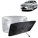 KINGSWAY® Car Sun Shade UV Protection Windshield Cover Compatible with Honda City, (Year 2009-2013), Foldable Size Universal Fit Umbrella Curtain for Front Window, Rear Window, Black, 1 Piece