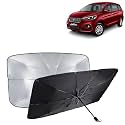 KINGSWAY® Car Sun Shade UV Protection Windshield Cover Compatible with Maruti Suzuki Ertiga, (Year 2018-2022), Universal Fit Umbrella Curtain for Front Window, Rear Window, Black, 1 Piece