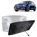 KINGSWAY® Car Sun Shade UV Protection Windshield Cover Compatible with Maruti Suzuki Swift Dzire, (Year 2020 Onwards), Universal Fit Umbrella Curtain for Front Window, Rear Window, Black, 1 Piece