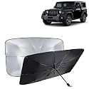 KINGSWAY® Car Sun Shade UV Protection Windshield Cover Compatible with Mahindra Thar, (Year 2020 Onwards), Foldable Size Universal Fit Umbrella Curtain for Front Window, Rear Window, Black, 1 Piece