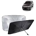 KINGSWAY® Car Sun Shade UV Protection Windshield Cover Compatible with Mahindra Alturas G4, (Year 2018 Onwards), Universal Fit Umbrella Curtain for Front Window, Rear Window, Black, 1 Piece