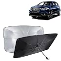 KINGSWAY® Car Sun Shade UV Protection Windshield Cover Compatible with Maruti Suzuki S Cross, (Year 2018-2019), Universal Fit Umbrella Curtain for Front Window, Rear Window, Black, 1 Piece
