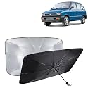 KINGSWAY® Car Sun Shade UV Protection Windshield Cover Compatible with Maruti Suzuki 800, (Year 2000-2014), Foldable Size Universal Fit Umbrella Curtain for Front Window, Rear Window, Black, 1 Piece
