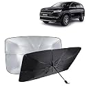 KINGSWAY® Car Sun Shade UV Protection Windshield Cover Compatible with Jeep Meridian, (Year 2022 Onwards), Foldable Size Universal Fit Umbrella Curtain for Front Window, Rear Window, Black, 1 Piece