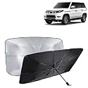 KINGSWAY® Car Sun Shade UV Protection Windshield Cover Compatible with Mahindra Bolero Neo, (Year 2021 Onwards), Universal Fit Umbrella Curtain for Front Window, Rear Window, Black, 1 Piece