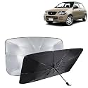 KINGSWAY® Car Sun Shade UV Protection Windshield Cover Compatible with Maruti Suzuki Alto, (Year 2000-2012), Universal Fit Umbrella Curtain for Front Window, Rear Window, Black, 1 Piece