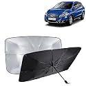 KINGSWAY® Car Sun Shade UV Protection Windshield Cover Compatible with Citroen C3, (Year 2022 Onwards), Foldable Size Universal Fit Umbrella Curtain for Front Window, Rear Window, Black, 1 Piece