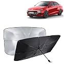 KINGSWAY® Car Sun Shade UV Protection Windshield Cover Compatible with Citroen C3, (Year 2022 Onwards), Foldable Size Universal Fit Umbrella Curtain for Front Window, Rear Window, Black, 1 Piece