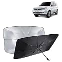 KINGSWAY® Car Sun Shade UV Protection Windshield Cover Compatible with Tata Safari Storme, (Year 2012-2020), Universal Fit Umbrella Curtain for Front Window, Rear Window, Black, 1 Piece
