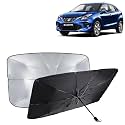 KINGSWAY® Car Sun Shade UV Protection Windshield Cover Compatible with Maruti Suzuki Baleno, (Year 2019-2022), Universal Fit Umbrella Curtain for Front Window, Rear Window, Black, 1 Piece