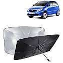 KINGSWAY® Car Sun Shade UV Protection Windshield Cover Compatible with Tata Vista, (Year 2008-2014), Foldable Size Universal Fit Umbrella Curtain for Front Window, Rear Window, Black, 1 Piece