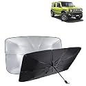 KINGSWAY® Car Sun Shade UV Protection Windshield Cover Compatible with Maruti Suzuki Jimny, (Year 2023 Onwards), Universal Fit Umbrella Curtain for Front Window, Rear Window, Black, 1 Piece