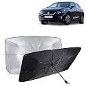 KINGSWAY® Car Sun Shade UV Protection Windshield Cover Compatible with BYD ATTO 3, (Year 2022 Onwards), Foldable Size Universal Fit Umbrella Curtain for Front Window, Rear Window, Black, 1 Piece