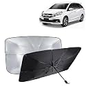 KINGSWAY® Car Sun Shade UV Protection Windshield Cover Compatible with Honda Mobilio, (Year 2013-2016), Foldable Size Universal Fit Umbrella Curtain for Front Window, Rear Window, Black, 1 Piece