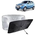 KINGSWAY® Car Sun Shade UV Protection Windshield Cover Compatible with Maruti Suzuki Alto 800, (Year 2012-2022), Universal Fit Umbrella Curtain for Front Window, Rear Window, Black, 1 Piece