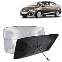 KINGSWAY® Car Sun Shade UV Protection Windshield Cover Compatible with Maruti Suzuki Ciaz, (Year 2014-2017), Universal Fit Umbrella Curtain for Front Window, Rear Window, Black, 1 Piece