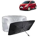 KINGSWAY® Car Sun Shade UV Protection Windshield Cover Compatible with Maruti Suzuki Ritz, (Year 2009-2015), Universal Fit Umbrella Curtain for Front Window, Rear Window, Black, 1 Piece