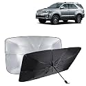 KINGSWAY® Car Sun Shade UV Protection Windshield Cover Compatible with Toyota Fortuner, (Year 2008-2017), Foldable Size Universal Fit Umbrella Curtain for Front Window, Rear Window, Black, 1 Piece