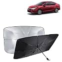 KINGSWAY® Car Sun Shade UV Protection Windshield Cover Compatible with Honda City, (Year 2023 Onwards), Foldable Size Universal Fit Umbrella Curtain for Front Window, Rear Window, Black, 1 Piece