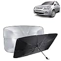 KINGSWAY® Car Sun Shade UV Protection Windshield Cover Compatible with Ford Fiesta, (Year 2005-2011), Foldable Size Universal Fit Umbrella Curtain for Front Window, Rear Window, Black, 1 Piece