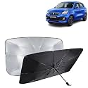 KINGSWAY® Car Sun Shade UV Protection Windshield Cover Compatible with Maruti Suzuki Celerio, (Year 2021 Onwards), Universal Fit Umbrella Curtain for Front Window, Rear Window, Black, 1 Piece
