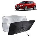 KINGSWAY® Car Sun Shade UV Protection Windshield Cover Compatible with Toyota Glanza, (Year 2019-2022), Foldable Size Universal Fit Umbrella Curtain for Front Window, Rear Window, Black, 1 Piece