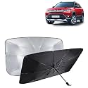 KINGSWAY® Car Sun Shade UV Protection Windshield Cover Compatible with Maruti Suzuki Brezza, (Year 2022 Onwards), Universal Fit Umbrella Curtain for Front Window, Rear Window, Black, 1 Piece
