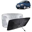KINGSWAY® Car Sun Shade UV Protection Windshield Cover Compatible with Hyundai Santro Xing, (Year 2003-2018), Universal Fit Umbrella Curtain for Front Window, Rear Window, Black, 1 Piece