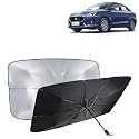 KINGSWAY® Car Sun Shade UV Protection Windshield Cover Compatible with Maruti Suzuki Swift Dzire, (Year 2017-2019), Universal Fit Umbrella Curtain for Front Window, Rear Window, Black, 1 Piece