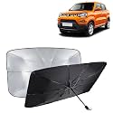 KINGSWAY® Car Sun Shade UV Protection Windshield Cover Compatible with Maruti Suzuki S Presso, (Year 2019 Onwards), Universal Fit Umbrella Curtain for Front Window, Rear Window, Black, 1 Piece