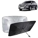 KINGSWAY® Car Sun Shade UV Protection Windshield Cover Compatible with Hyundai Tucson, (Year 2020-2022), Foldable Size Universal Fit Umbrella Curtain for Front Window, Rear Window, Black, 1 Piece