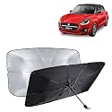 KINGSWAY® Car Sun Shade UV Protection Windshield Cover Compatible with Maruti Suzuki Swift, (Year 2024 Onwards), Universal Fit Umbrella Curtain for Front Window, Rear Window, Black, 1 Piece