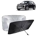 KINGSWAY® Car Sun Shade UV Protection Windshield Cover Compatible with Hyundai Creta, (Year 2020-2023), Foldable Size Universal Fit Umbrella Curtain for Front Window, Rear Window, Black, 1 Piece