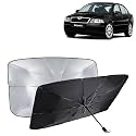 KINGSWAY® Car Sun Shade UV Protection Windshield Cover Compatible with Skoda Octavia, (Year 2004-2013), Foldable Size Universal Fit Umbrella Curtain for Front Window, Rear Window, Black, 1 Piece