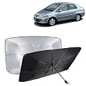 KINGSWAY® Car Sun Shade UV Protection Windshield Cover Compatible with Honda City, (Year 2003-2008), Foldable Size Universal Fit Umbrella Curtain for Front Window, Rear Window, Black, 1 Piece