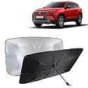 KINGSWAY® Car Sun Shade UV Protection Windshield Cover Compatible with Tata Harrier, (Year 2023 Onwards), Foldable Size Universal Fit Umbrella Curtain for Front Window, Rear Window, Black, 1 Piece
