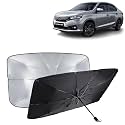 KINGSWAY® Car Sun Shade UV Protection Windshield Cover Compatible with Honda Amaze, (Year 2021-2022), Foldable Size Universal Fit Umbrella Curtain for Front Window, Rear Window, Black, 1 Piece