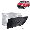 KINGSWAY® Car Sun Shade UV Protection Windshield Cover Compatible with Maruti Suzuki Eeco, (Year 2010 Onwards), Universal Fit Umbrella Curtain for Front Window, Rear Window, Black, 1 Piece