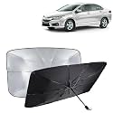 KINGSWAY® Car Sun Shade UV Protection Windshield Cover Compatible with Honda City, (Year 2014-2016), Foldable Size Universal Fit Umbrella Curtain for Front Window, Rear Window, Black, 1 Piece