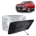 KINGSWAY® Car Sun Shade UV Protection Windshield Cover Compatible with Morris Garages (MG) Hector Plus, (Year 2020 Onwards), Universal Fit Umbrella Curtain for Front Window Rear Window, Black, 1 Piece