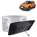 KINGSWAY® Car Sun Shade UV Protection Windshield Cover Compatible with Citroen C3, (Year 2022 Onwards), Foldable Size Universal Fit Umbrella Curtain for Front Window, Rear Window, Black, 1 Piece